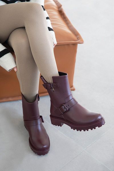 STRASWANS Hudson Plastic Waterproof Women's Boots Claret Red