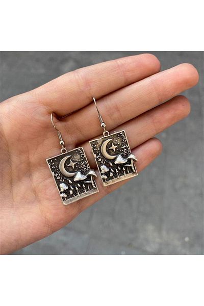 Köstebek Mushroom Landscape Locket Earrings