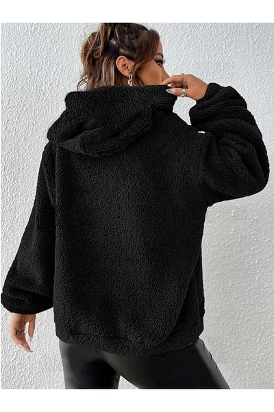 Actiwear Women's Plush Kangaroo Sweatshirt - Pocket, Lace-Up Hood