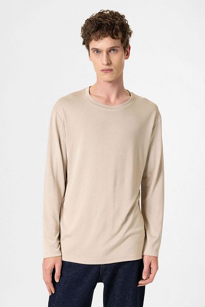Antioch Beige Relaxed Fit Basic Men's T-Shirt
