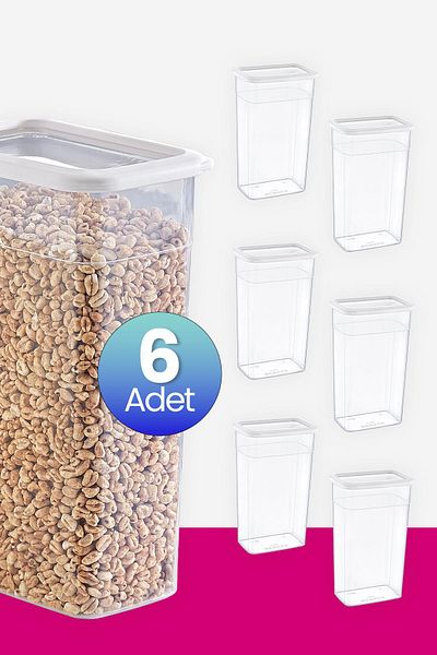 Smartware White Set of 6 - Rectangular Storage Container, 3500 ml