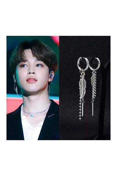 Köstebek K-pop Jimin Metal Feather Single Earring