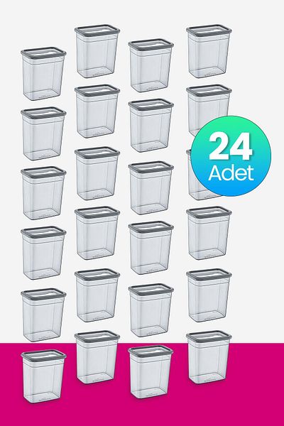 Smartware Anthracite 2350 ml - Set of 24 Scale Rectangular Storage Containers