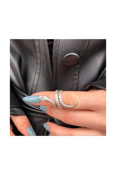 Köstebek Snake Skin Symbols Adjustable Ring