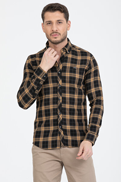 Klothy Ανδρικό καρό 100% βαμβακερό πουκάμισο με λεπτή εφαρμογή