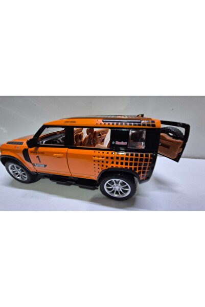 Hepsilazım Diecast Model Metal Oyuncak Araba Land Rover Jip Defender Modifiyeli Koleksiyon Jeep 20cm Suv Oranj