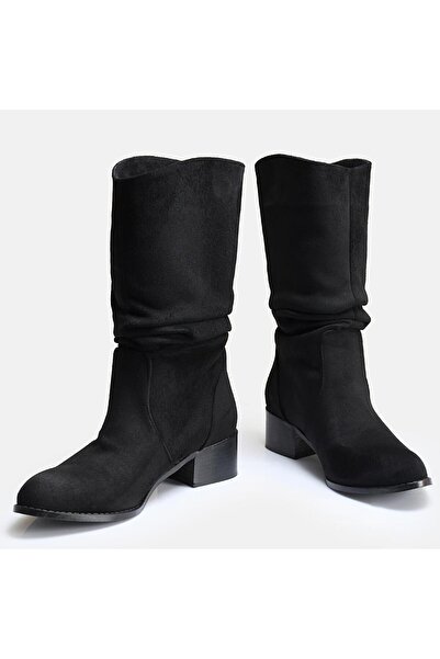 37Numara BÜYÜK NUMARA KADIN BOT 41-42-43-44 SİYAH  SÜET