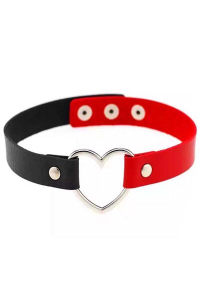 Köstebek Red Black Heart Leather Leash