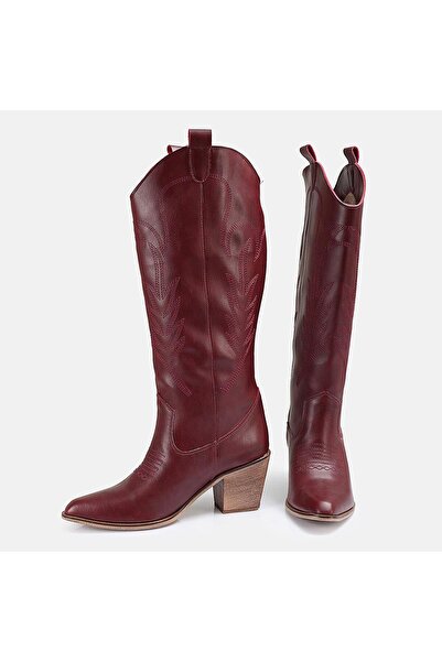 37Numara BÜYÜK NUMARA KADIN KOVBOY ÇİZME 41-42-43-44 BORDO CİLT