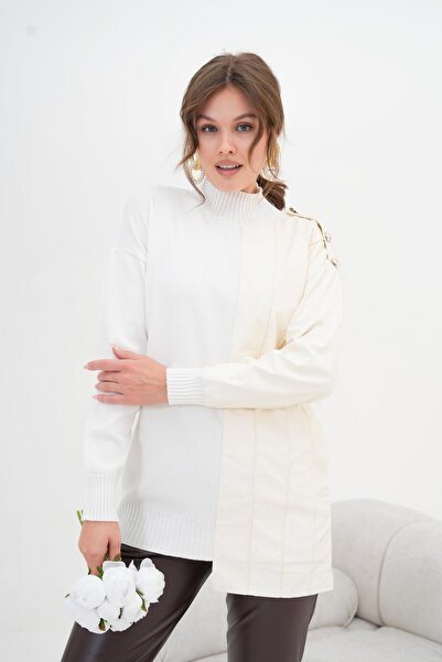 FTZ WOMEN Women's Button Detailed Tunic Ecru 20825