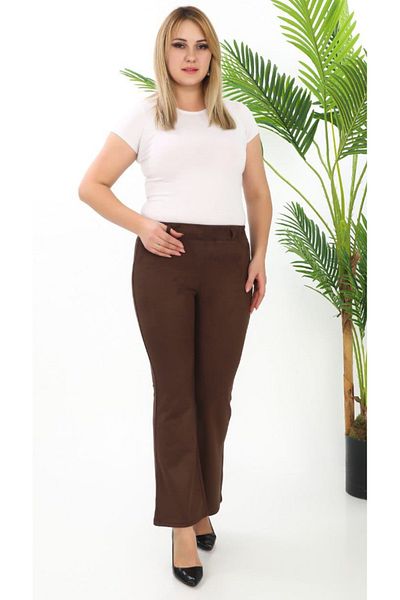 AKŞEN GİYİM Plus Size Spanish Leg - Lycra Suede Fabric 2 Size Look Thin Gathering Pants