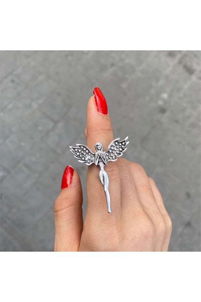 Köstebek Fairy Girl Dotted Wings Ring
