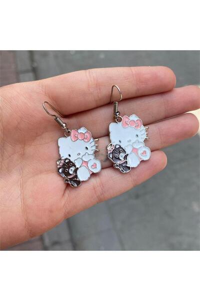 Köstebek Hello Kitty - Black Teddy Küpe