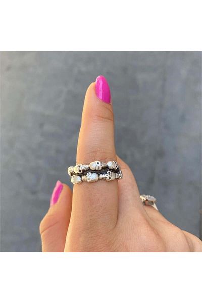 Köstebek Chamber With Skull Adjustable Ring
