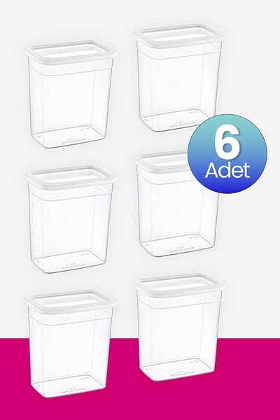 Smartware Set of 6 White Storage - Skali Rectangular, 2350 ml