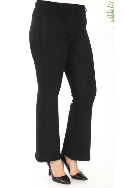 AKŞEN GİYİM Plus Size Spanish Leg - Lycra Suede Fabric 2 Size Look Thin Gathering Pants