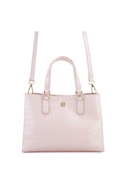 Desa Rieka Pudra Kadın Kroko Baskılı Deri El Çantası