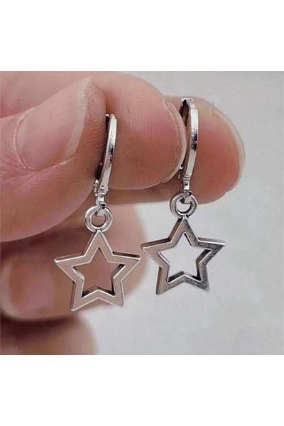 Köstebek Minimal Swinging Star Frame Earrings