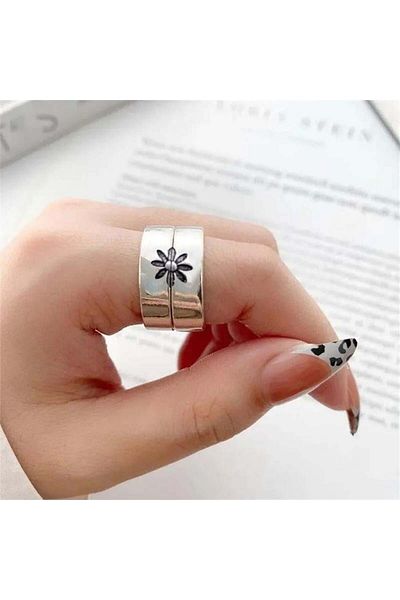 Köstebek Silver Basic Daisy Double Ring