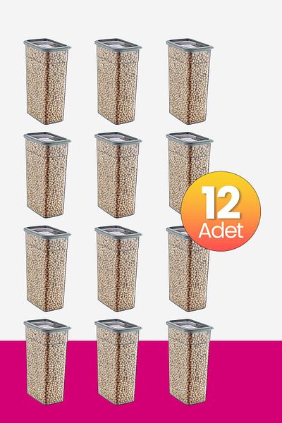 Smartware Anthracite 3500 ml - Set of 12 Scale Rectangular Storage Containers