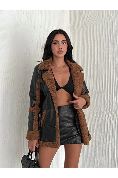 Velista Δερμάτινο παλτό με επένδυση από γούνα