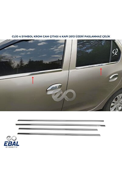 EBAL OTO AKSESUAR Renault Clio 4 Symbol Krom Cam Çıtası 4 Parça 2013 Ve Üzeri...