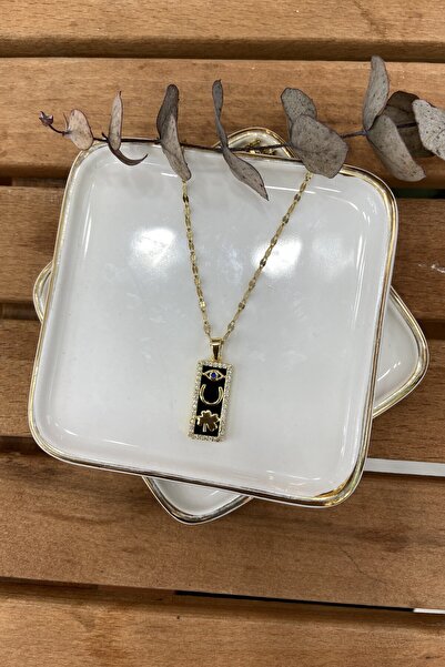 Generic Brand Lucky Necklace with Steel Black Plate 46 cm