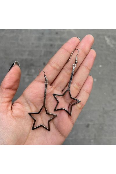 Köstebek New Star Stick Silver Earrings