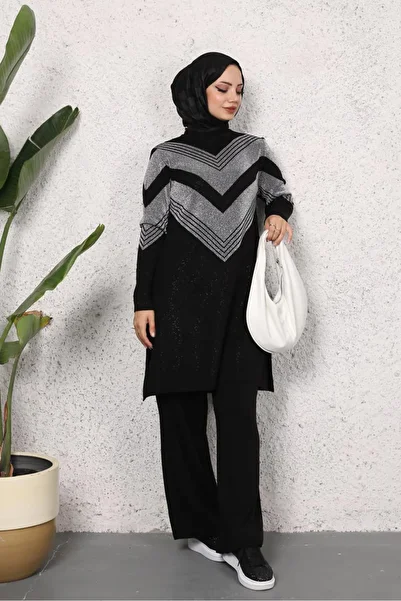 Kirazgym Merve Silvery Long Tunic Pants Set