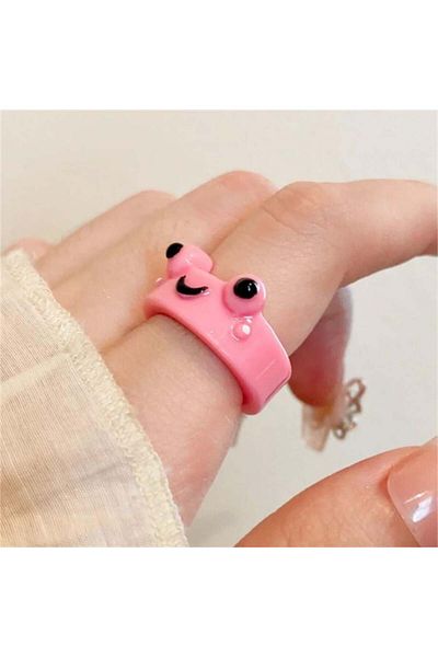 Köstebek Pink Laughing Frog Ring