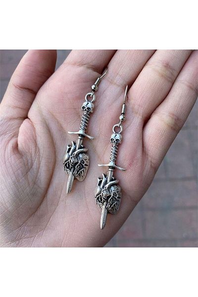 Köstebek New Dagger In The Heart Earrings