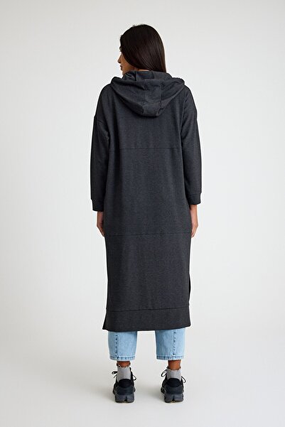 QANU Uzun Fermuarlı Kap Gri