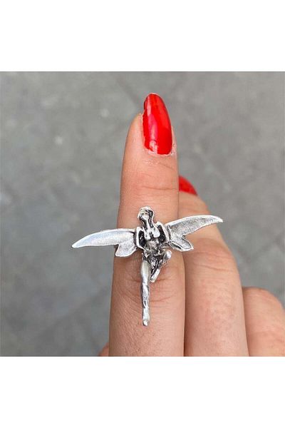 Köstebek Fairy Girl Dragonfly Wings Ring
