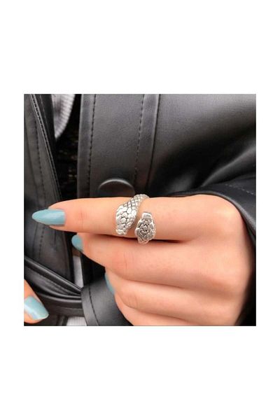 Köstebek Two Heads Snake Adjustable Ring