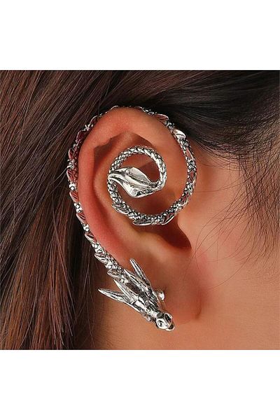 Köstebek Chinese Dragon Right Ear Coiled Earrings
