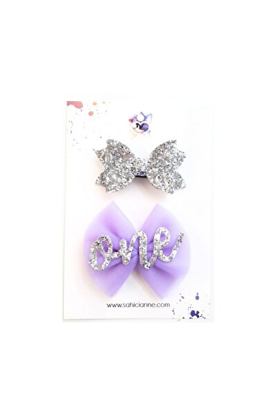 Sahici Anne One 1yaş Saçsız Bebek Tokası Seti , 7cm- Lila Gümüş