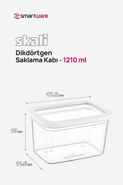 Smartware White Set of 12 - Skali Rectangular Storage Container, 1210 ml