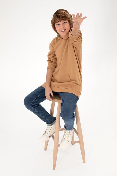 U.S. Polo Assn. Boy's Camel Basic Hooded Sweatshirt 50295161 -Vr015
