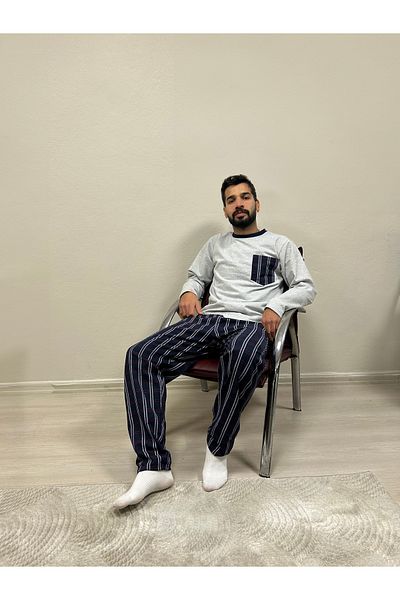 Ayans Pijama Σετ ανδρικών πιτζάμες με δύο κλωστές (ΧΑΛΥΚΟ) καρό με τσέπες