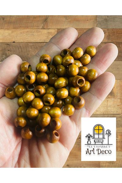 Artdeco 100 τεμάχια ειδικές Ξύλινες χάντρες AMBER COLOR - ( 10 mm , 100 τεμάχια )