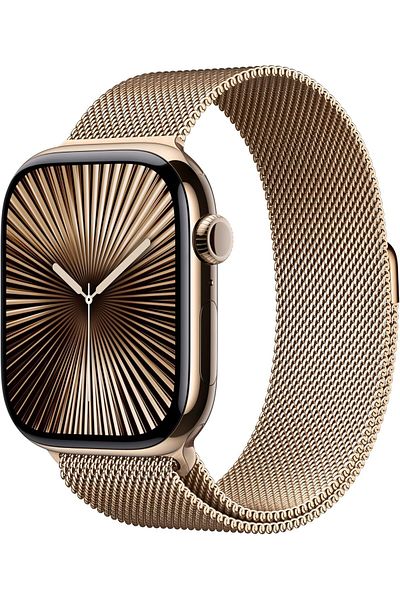 fulina 46mm Smart Watch With Always-On Retina Display,Gold Titanium Case,GPS,Fitness Tracker