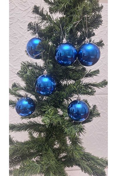 asöy 6 Cm Pom de Decorare Albastru - Pachet de 6 Mingi Mici de Dimensiuni Mari de Culoare Albastru