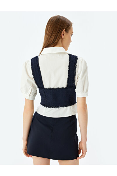 Koton Μπλούζα με μανίκια με κλασικό γιακά με κουμπιά