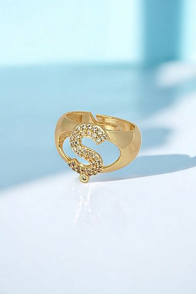 Çlk Accessories Premium Letter Ring Stone Letter Ring