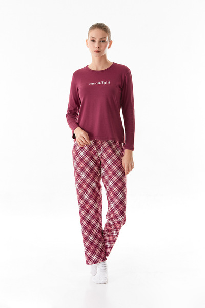 Fulla Moda Moonlight Yazı Baskılı Bisiklet Yaka 2 Li Pijama Takımı