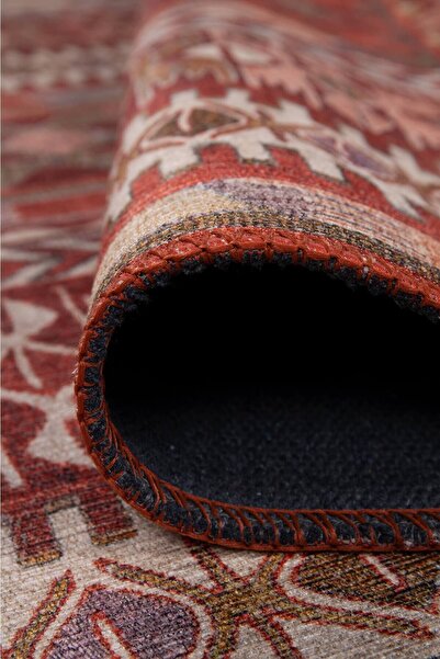 ARTLOOP Folk Etnik Karabağ Desenli Dokuma Taban Dekoratif Kırmızı Halı BA 43