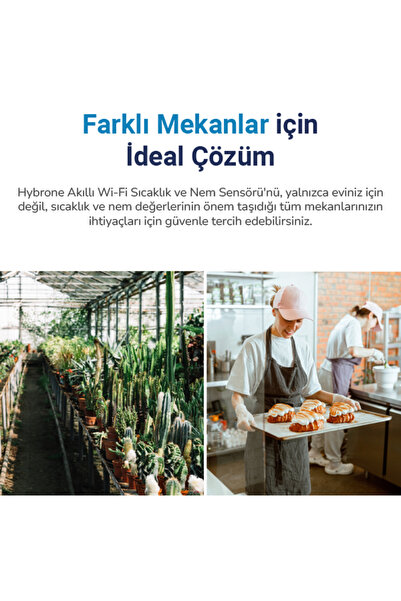 Hybrone Akıllı Wi-fi Sıcaklık Ve Nem Sensörü, Yüksek Hassasiyet, Uygulama Üzerinden Anında Bildirim