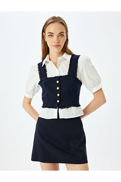 Koton Μπλούζα με μανίκια με κλασικό γιακά με κουμπιά