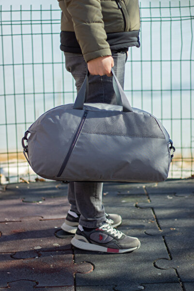 MUCCO Kaff Large Gray Front Pocket Adjustable Shoulder Strap Hand Travel Duff...