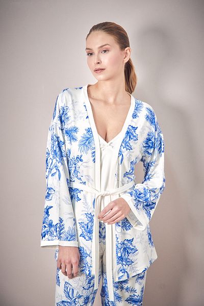 Fulla Moda Σετ πιτζάμες 3 τεμαχίων με λουλούδια
